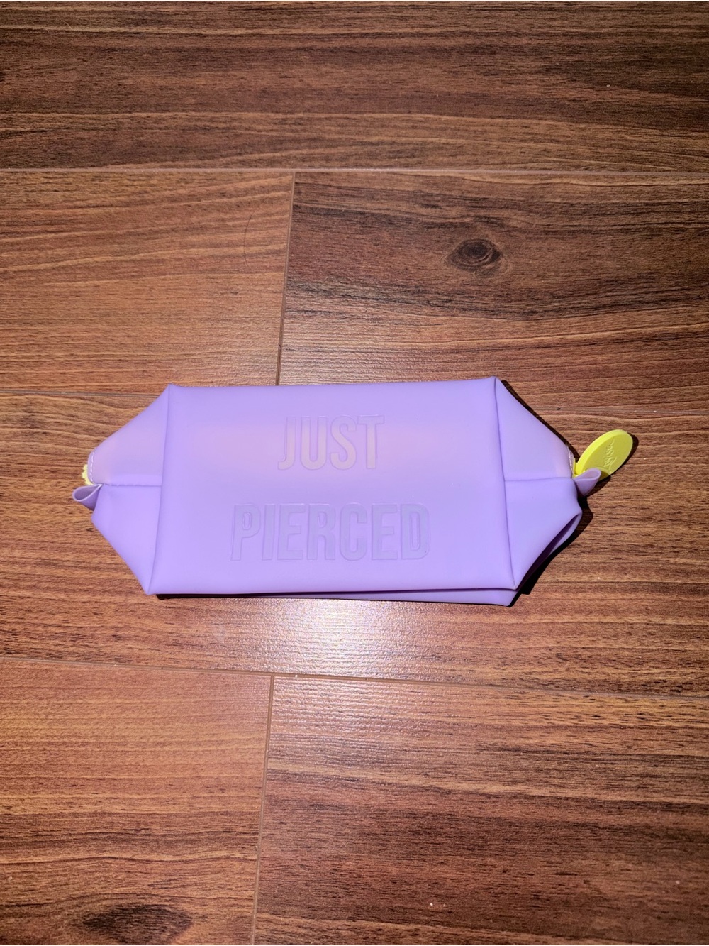 Lavender Silicone Pouch Cosmetic Case with Yellow Zip Pull